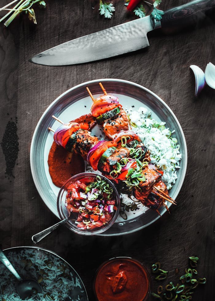 Cooked Food in Stainless Steel Plate